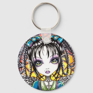 Constance målat glassängel Keychain Nyckelring