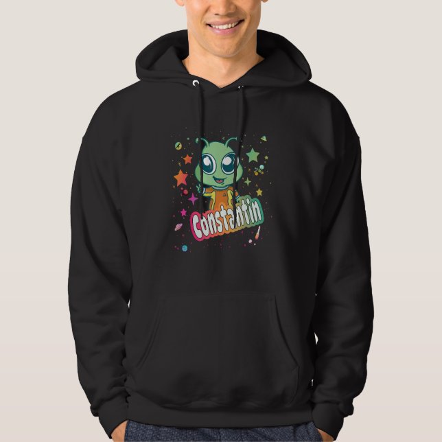 CONSTANTIN - Cute Boy Namn med söt Alien Hoodie (Framsida)