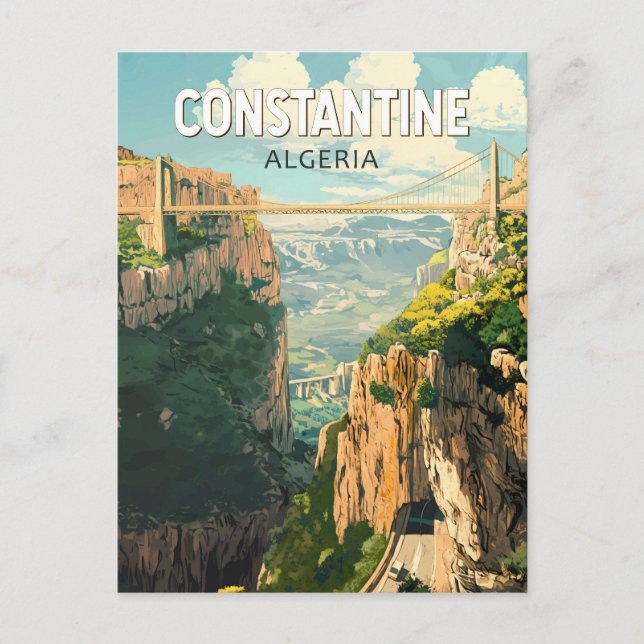 Constantine Algeriet Resa Konst Vintage Vykort (Framsida)