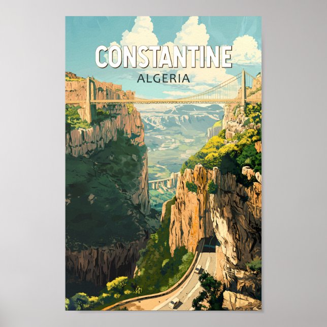 Constantine Algeriet Travel Art Vintage Poster (Framsidan)