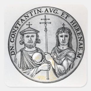 Constantine VI och hans mor Irene Fyrkantigt Klistermärke