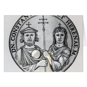 Constantine VI och hans mor Irene Hälsningskort
