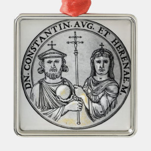 Constantine VI och hans mor Irene Julgransprydnad Metall