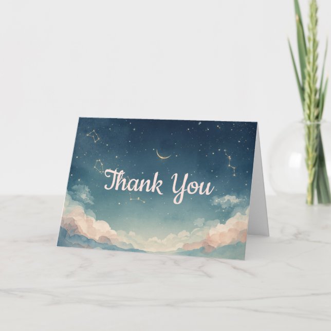 Constellation Baby Shower Thank You Card Tack Kort (Framsida)