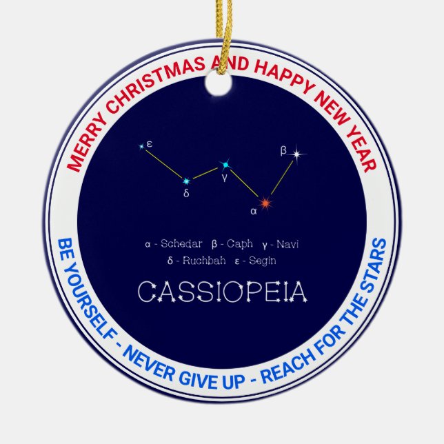 Constellation Cassioipeia Julgransprydnad Keramik (Framsidan)