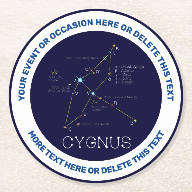 Constellation Cygnus Underlägg Papper Rund (Framsidan)