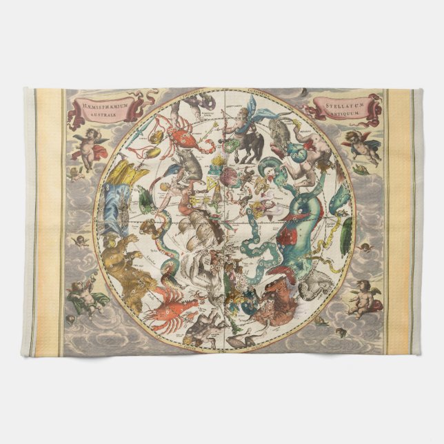 Constellation Himmel Celestial Zodiac Star Karta Kökshandduk (Horisontell)