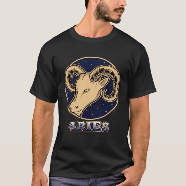 Constellation Horoscope Ascendant Aries Zodiac Sig T Shirt (Framsida)