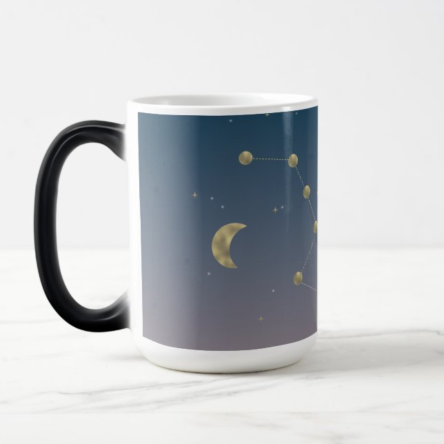 Constellation Ombré Art Blue and Gold Magisk Mugg (Vänster)