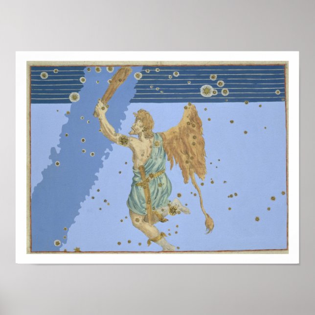 Constellation Orion, från "Uranometria" av Joha Poster (Framsidan)