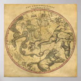 Constellations Vintage Digital Kartor Poster