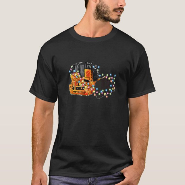 Construcion Vehicle Bulldozer Christmas T Shirt (Framsida)