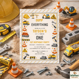 Construction 1ST Birthday | Builder Truck Party  Inbjudningar