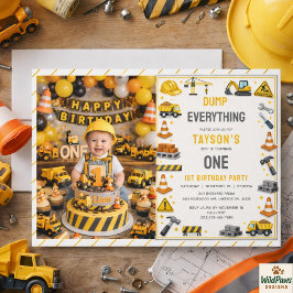 Construction 1ST Birthday | Builder Truck Party  Inbjudningar