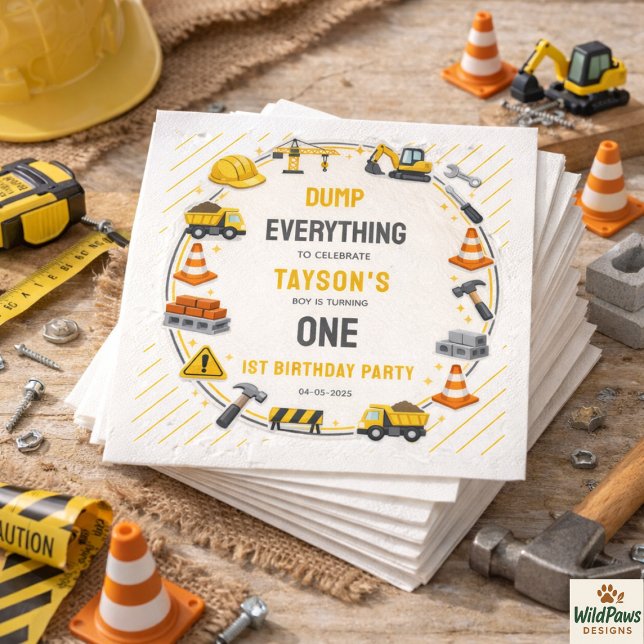 Construction 1ST Birthday | Builder Truck Party Pappersservett (Construction 1ST Birthday | Builder Truck Party Napkins
)