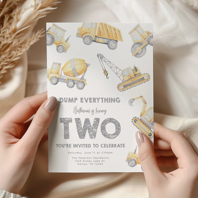 Construction 2nd Birthday Party Inbjudningar (Skapare uppladdad)