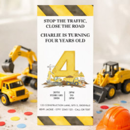 Construction 4th Birthday Invitation Inbjudningar