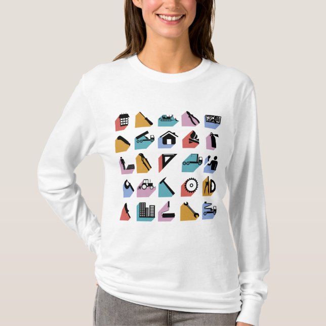 Construction and DIY Home Improvement Icons T Shirt (Framsida)