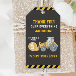 Construction Birthday 5th | Dump Truck Excavator Presentetikett