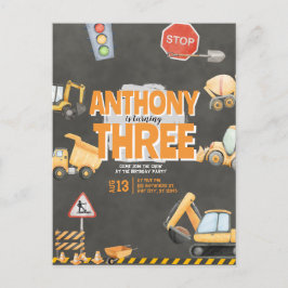 Construction Birthday Invitation Vykort