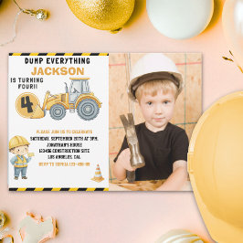 Construction Birthday with Photo | Dump Truck Inbjudningar