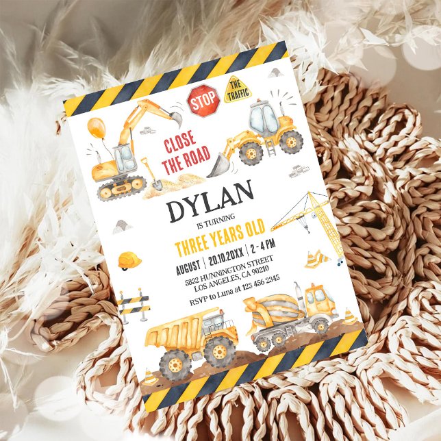 Construction Boy Birthday Invitation Inbjudningar (Skapare uppladdad)