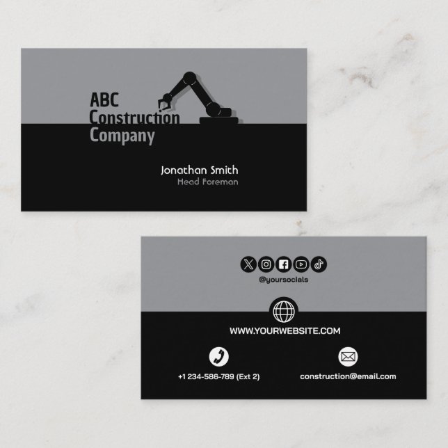 Construction Building Crane Business Card Visitkort (Fram/baksida)