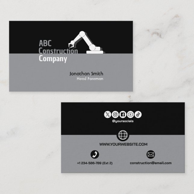 Construction Building Crane Business Card Visitkort (Fram/baksida)