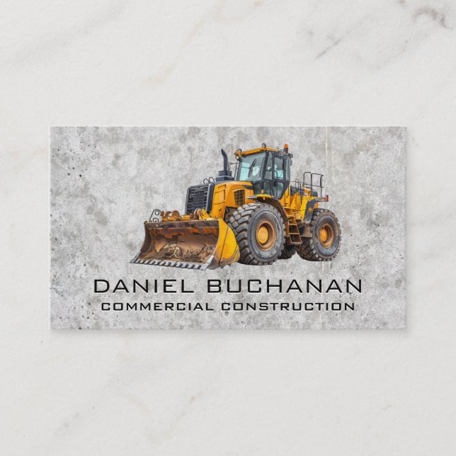 Construction Bull Dozer | Konkret bakgrund Visitkort (Framsida)