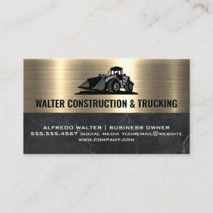 Construction Bull Dozer   Metallisk Guld Visitkort