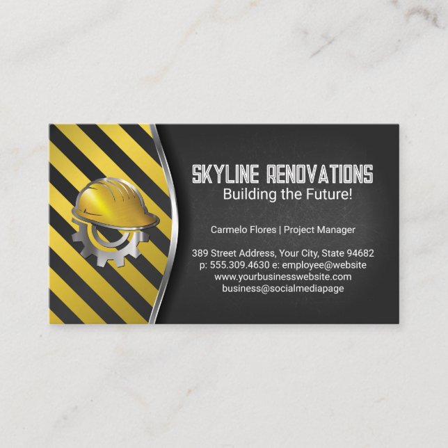 Construction Caution | Hard Hat Helmet Visitkort (Framsida)
