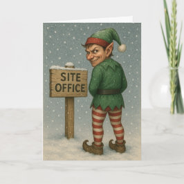 Construction Christmas card - naughty elf! Kort