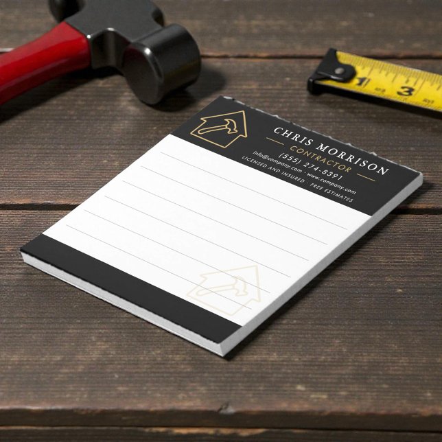 Construction Company Black Gold Notepad Anteckningsblock (Skapare uppladdad)