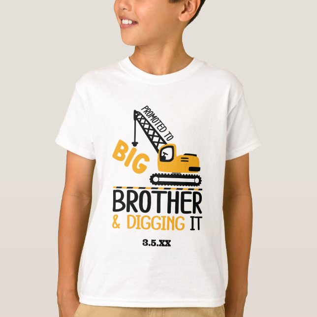Construction Crane Big Brother Gräver Kid T Shirt (Framsida)
