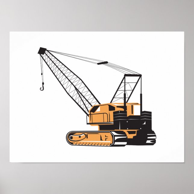 Construction Crane Hoist Retro Poster (Framsidan)