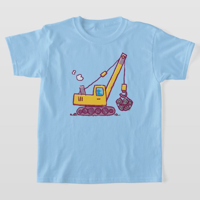 Construction Crane Teckning - Inspierat av Kids T Shirt (Laydown)