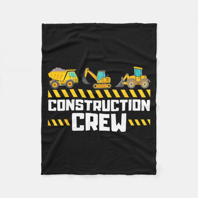 Construction Crew Worker Excavator Boys Girls Kids Fleecefilt (Framsidan)