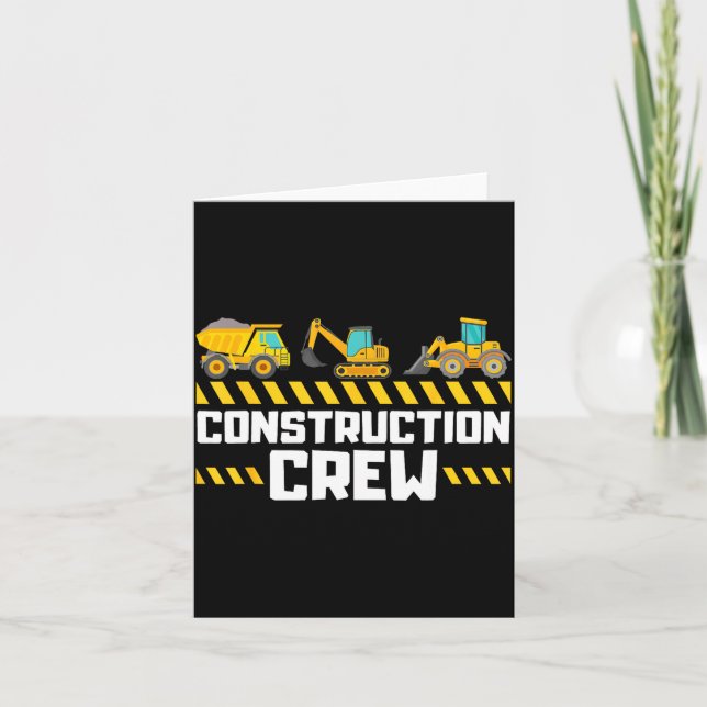 Construction Crew Worker Excavator Boys Girls Kids Kort (Framsida)