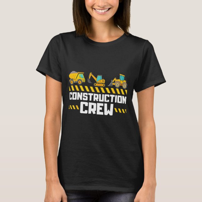 Construction Crew Worker Excavator Boys Girls Kids T Shirt (Framsida)