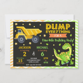 Construction & Dinosaur Joint Birthday Invitation Inbjudningar