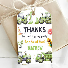 Construction Dump Truck Digger 1-årsdag Presentetikett