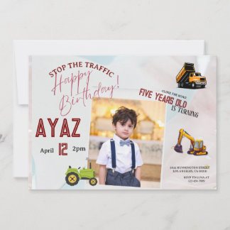 Construction Dump Truck Party Boy Birthday  Inbjudningar