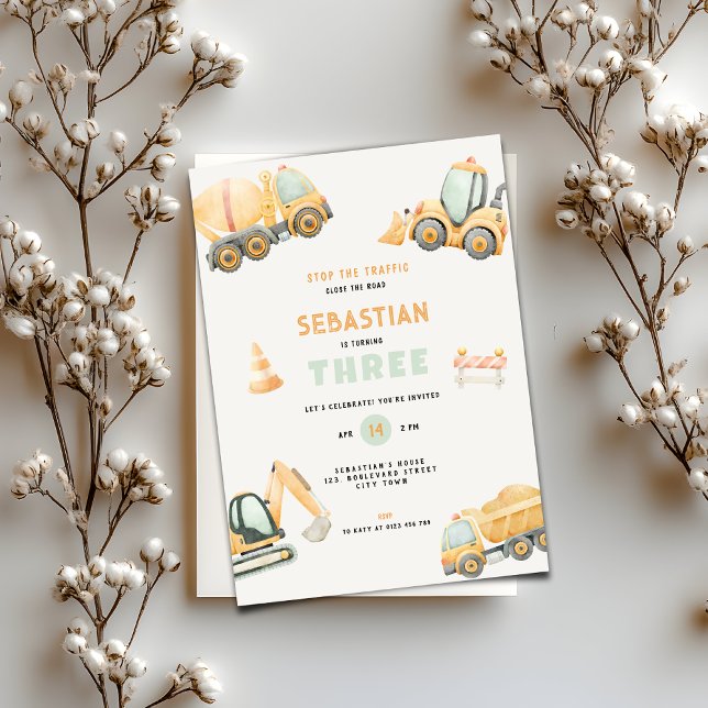 Construction Dump Truck Party Boys Birthday Inbjudningar (Construction Dump Truck Party Boys Birthday Invitation)