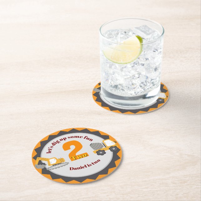 Construction Dump Truck Underlägg Papper Rund (Insitu)