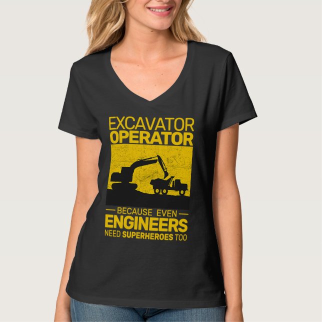 construction equipment men kids heavy equipment op t shirt (Framsida)
