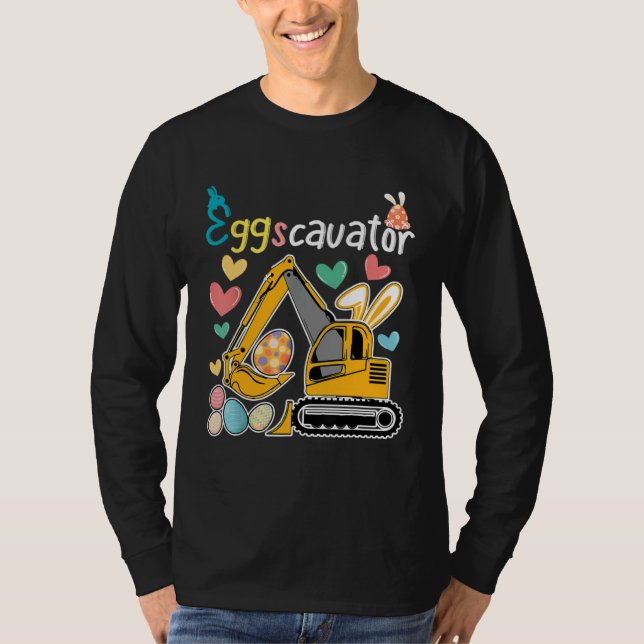 Construction Excavator Easter Day Egg Hunt for Boy T Shirt (Framsida)
