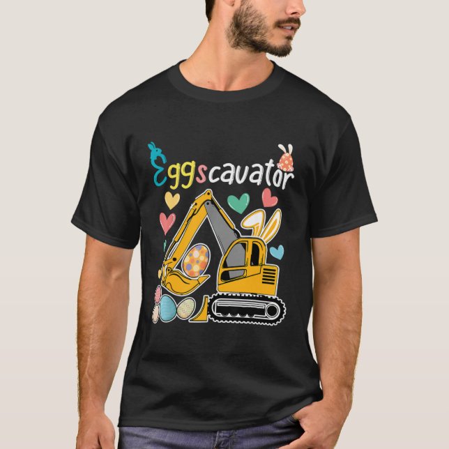 Construction Excavator Easter Day Egg Hunt for Boy T Shirt (Framsida)
