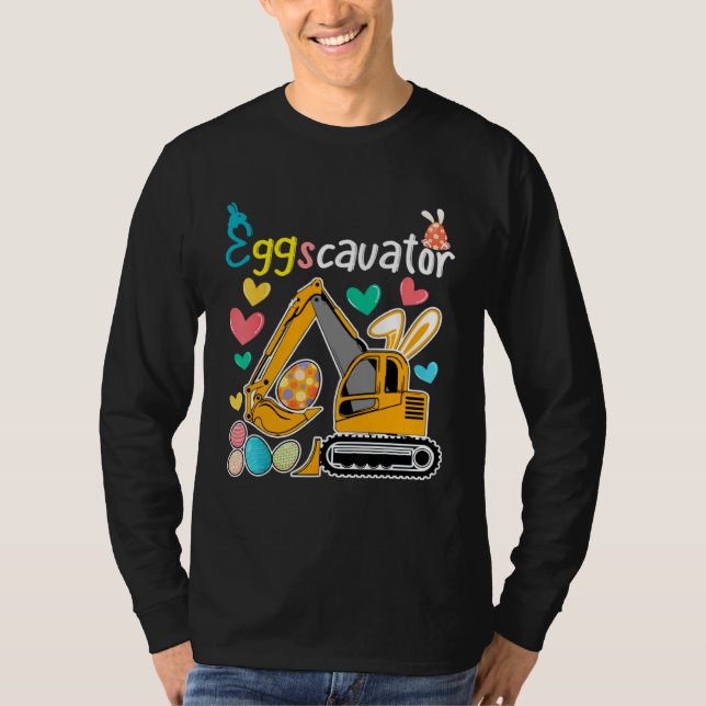Construction Excavator Easter Day Egg Hunt for Boy T Shirt (Framsida)