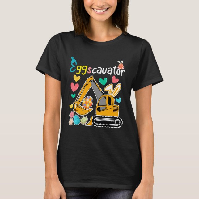 Construction Excavator Easter Day Egg Hunt for Boy T Shirt (Framsida)