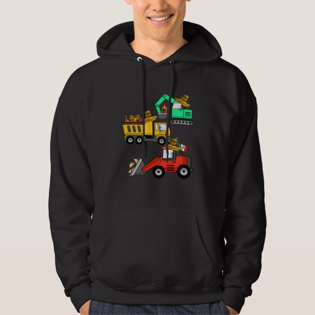 Construction Excavator Taco Mexican Crane Cinco De Hoodie (Framsida)